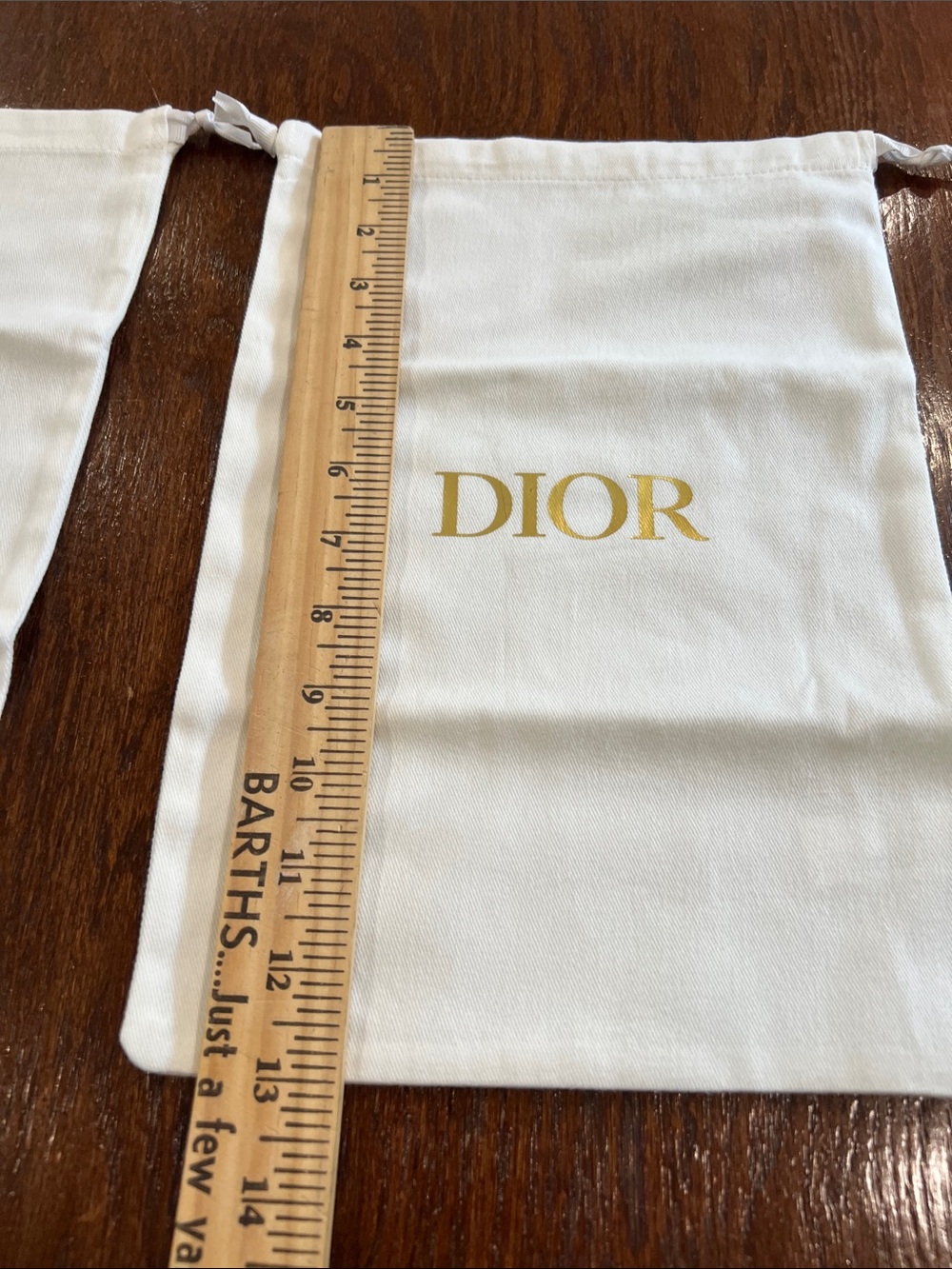 Dior White Drawstring Pouches with Gold Logo for shoes (Pair) - Picture 4 of 6